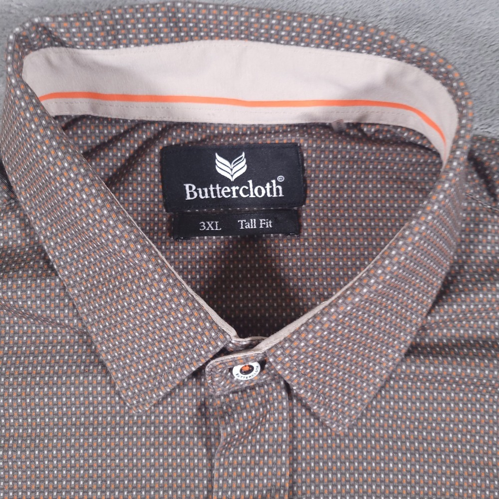 Buttercloth Shirt Mens 3XL Tall Fit Geometric Long Sleeve Stretch Cotton Blend